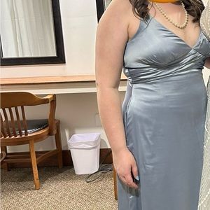 Dusty blue satin dress
